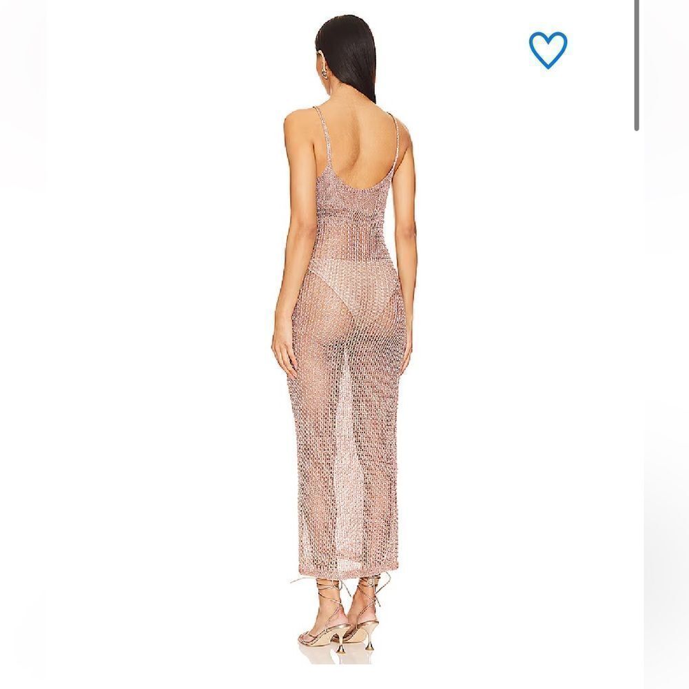 Superdown Darcie Maxi Dress Gold Metallic Knit Crochet Resort Swim Revolve M — image 2 of 8